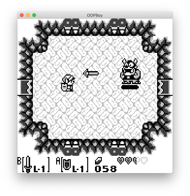 A screenshot of OOPBoy playing The Legend of Zelda: Link's Awakening