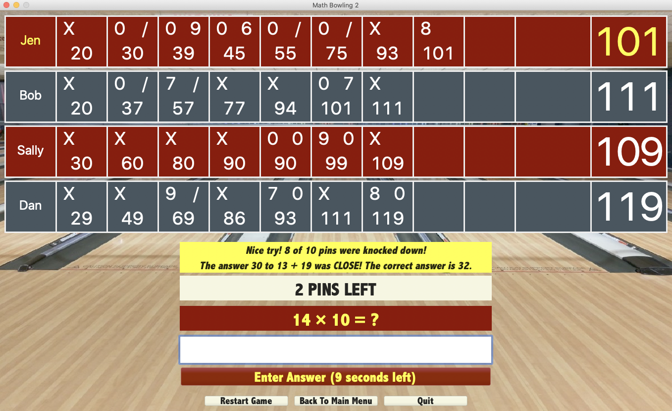 Math Bowling App Screenshot