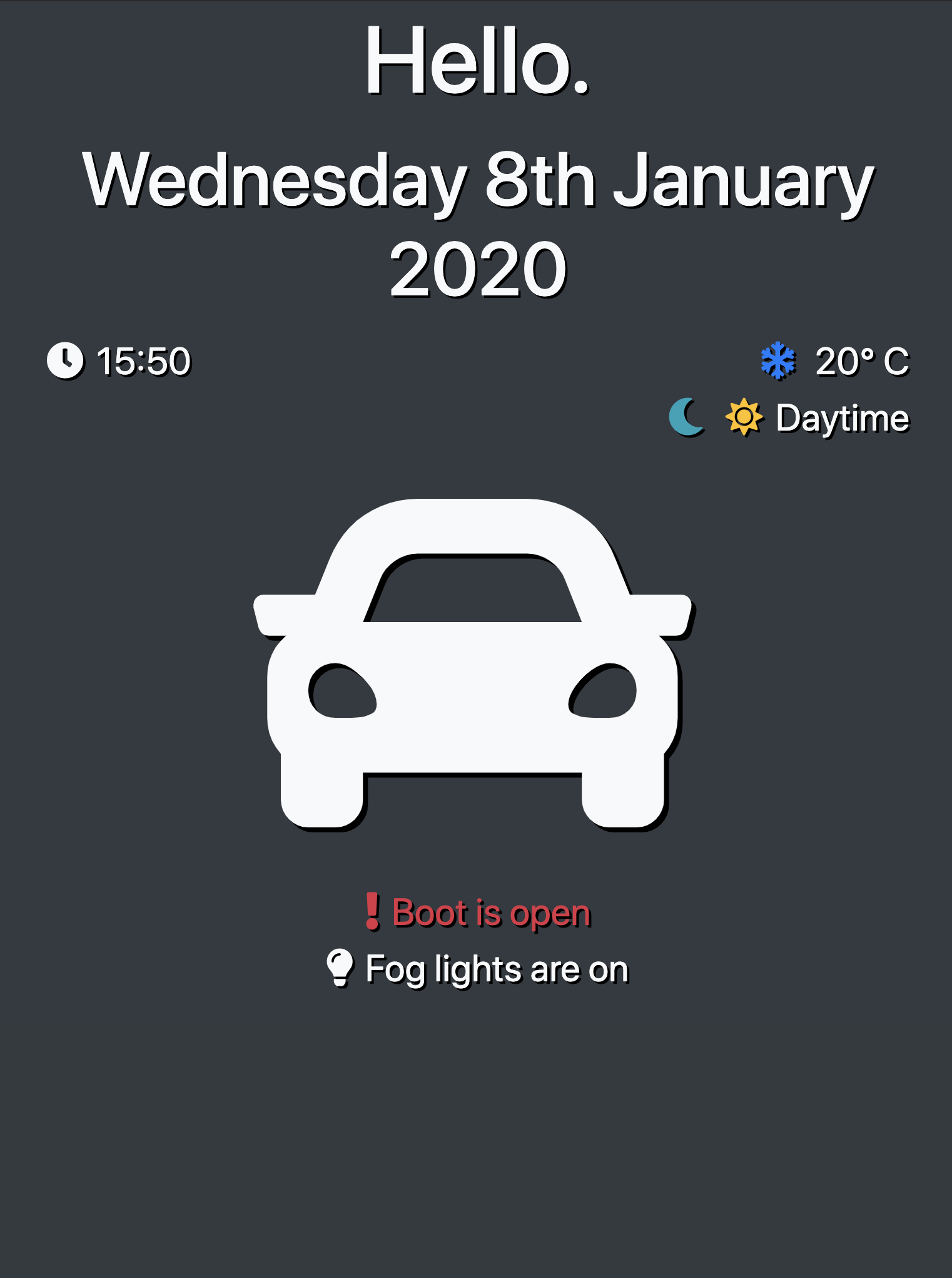 Car dashboard example