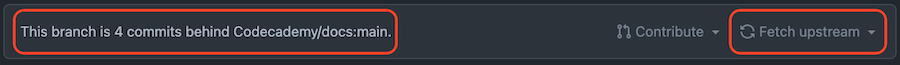 Image of where the Fetch upstream button