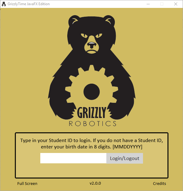 GrizzlyTime Main Screen