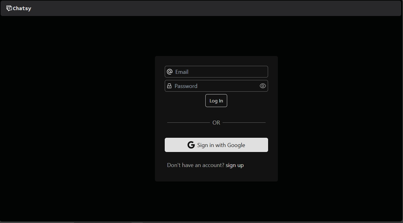 Screen Shot of the Chatsy Login page