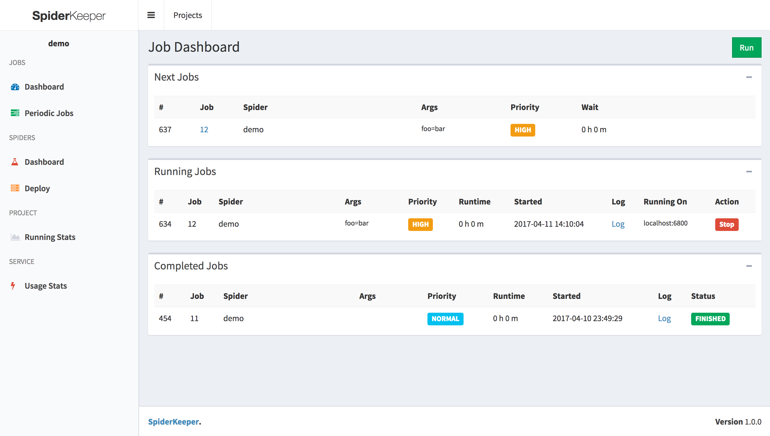 job dashboard