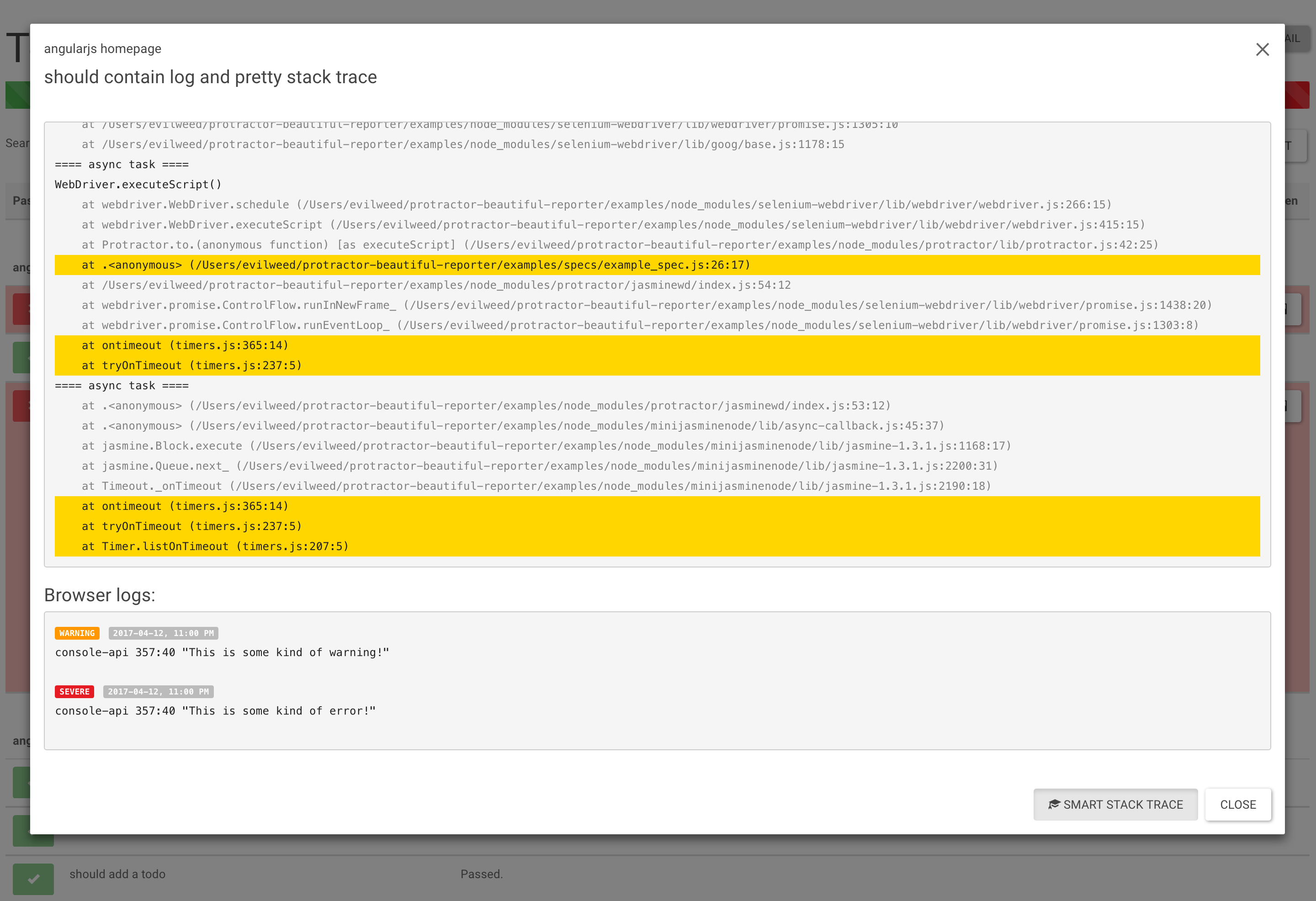 View Stacktrace