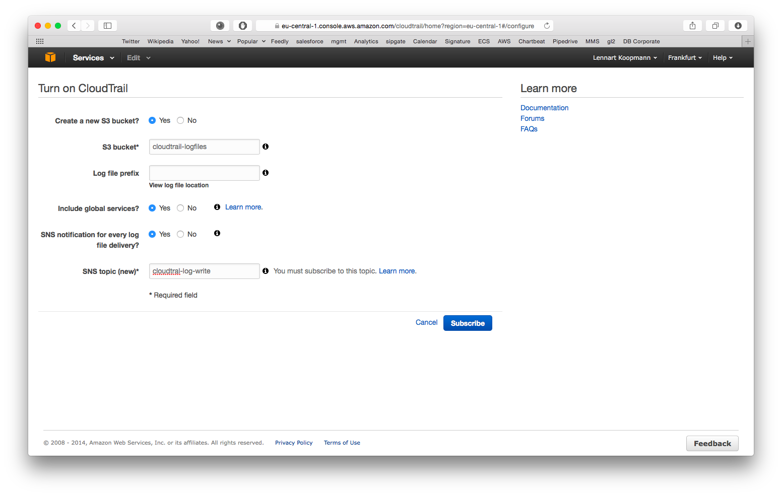 Configuring CloudTrail