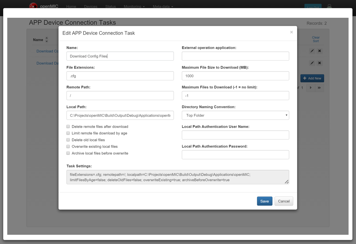 Edit Connection Profile Task