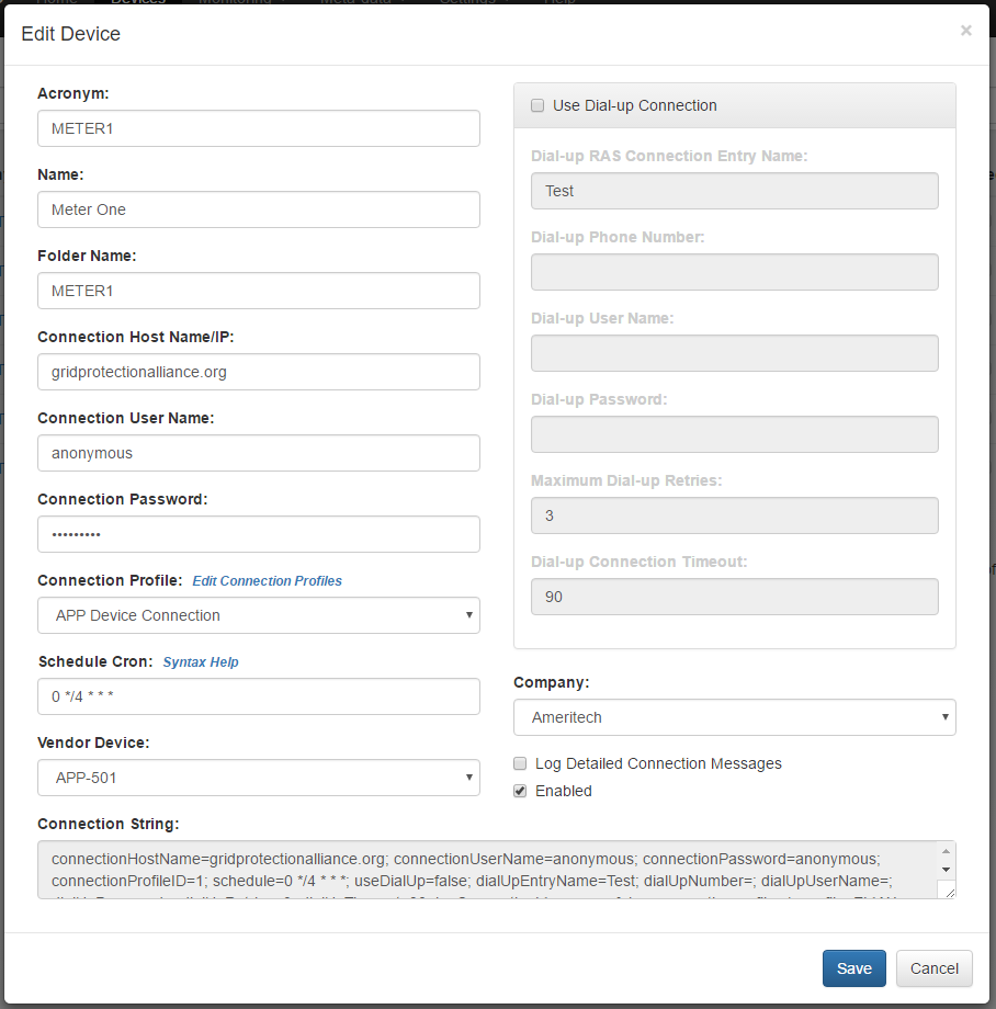 Edit Device Connection Info