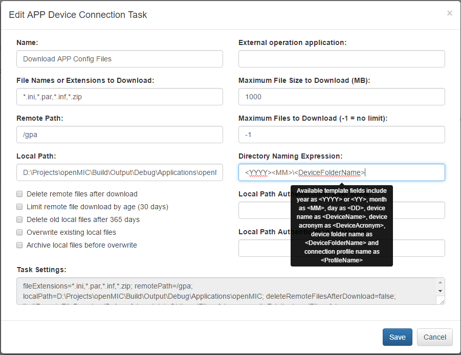 Manage Connection Profile Tasks