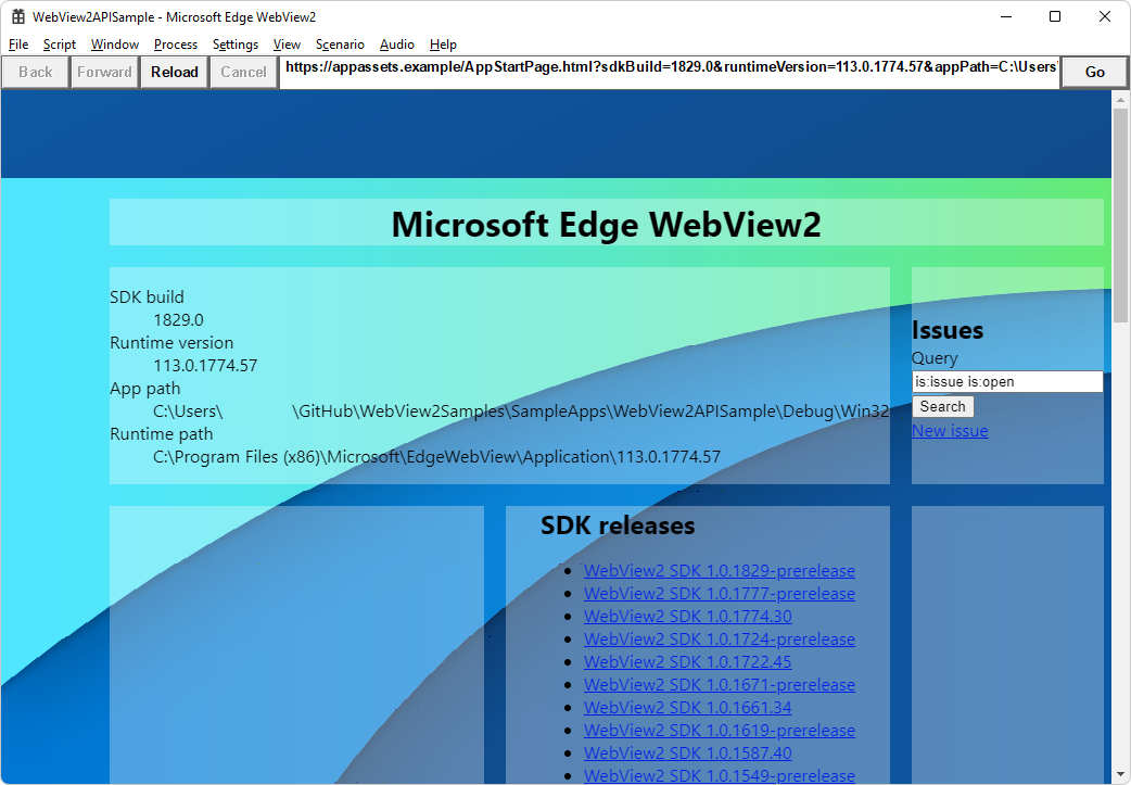 Sample App Snapshot