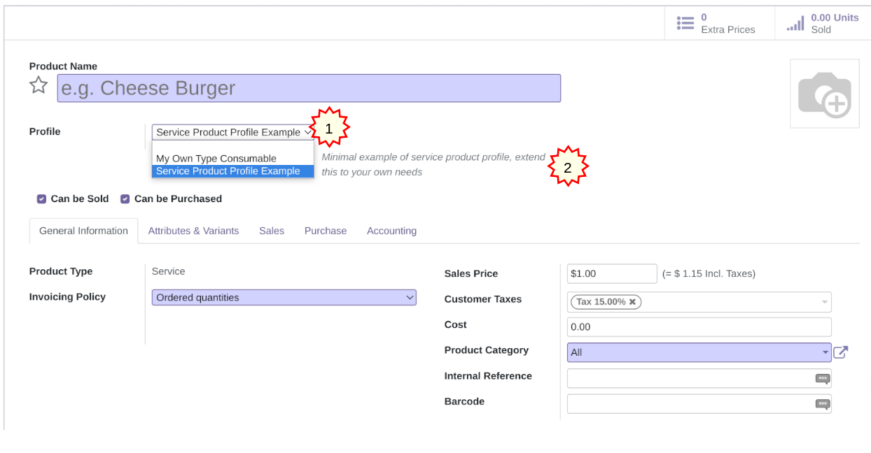 profile field on product