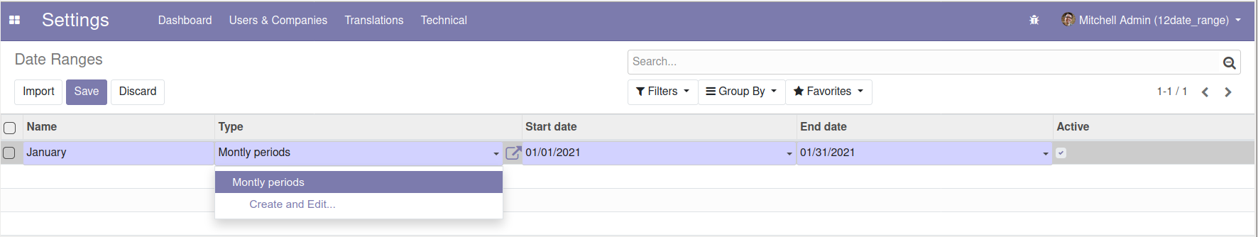 Date range creation