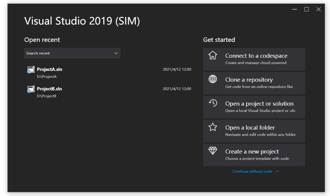 Visual Studio 2019 (SIM)