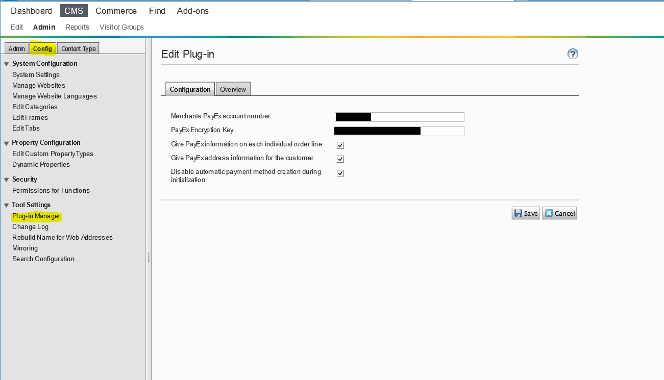 PayEx Module Settings