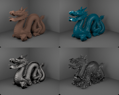 dragon model in 4 materials