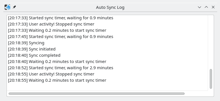 auto sync log window