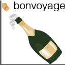 Bonvoyage logo: A bottle of champagne as the y=-x + 1 line on a Cartesian plane