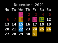 Screenshot of carl with ical events highlighted