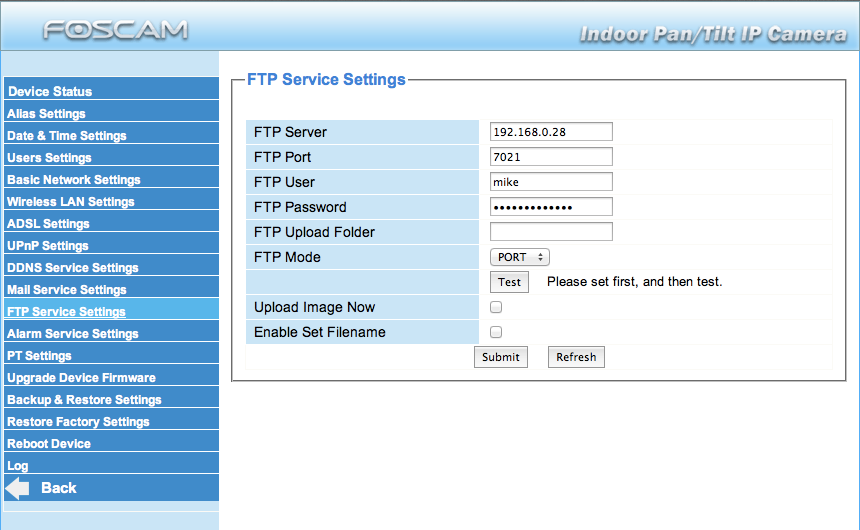 Foscam ftp settings