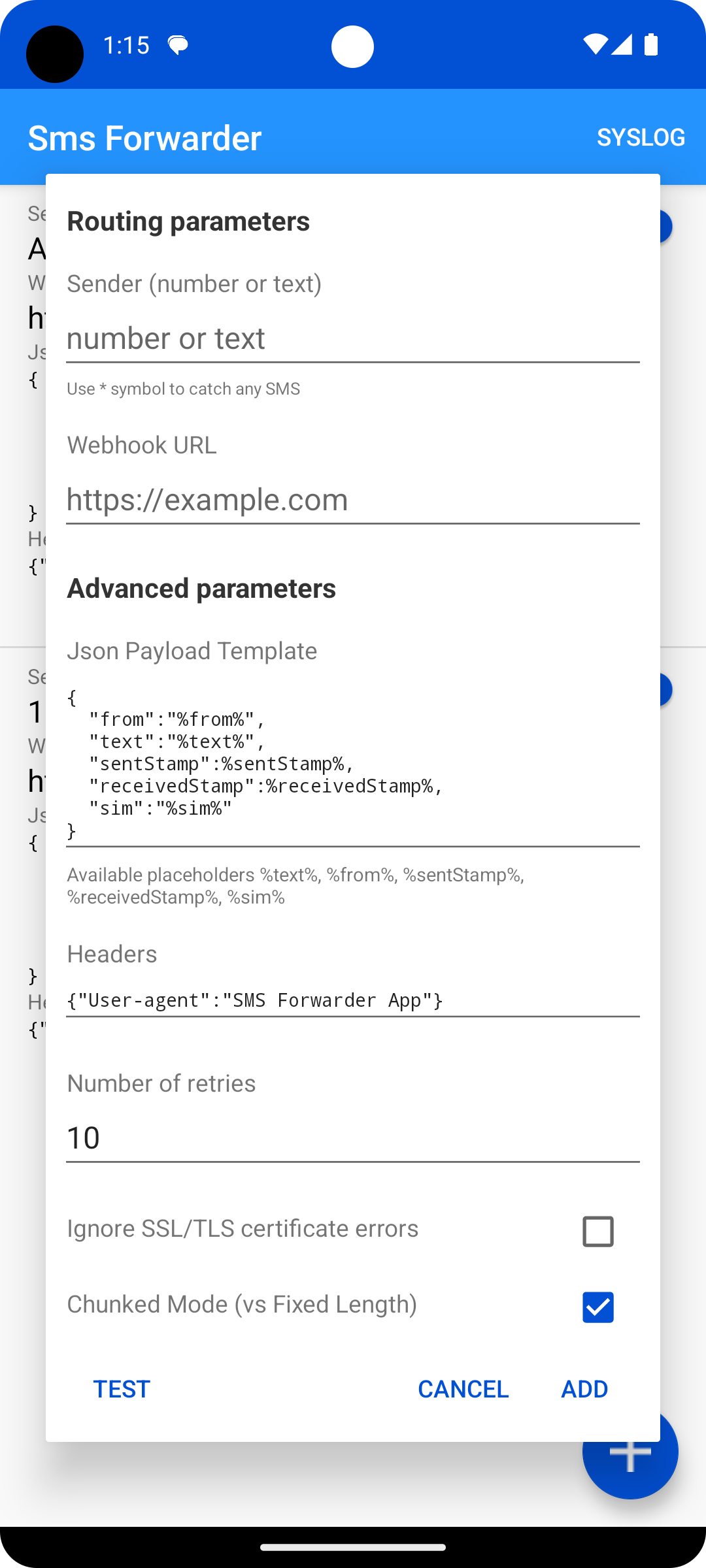 Incoming SMS Webhook Gateway screenshot 2