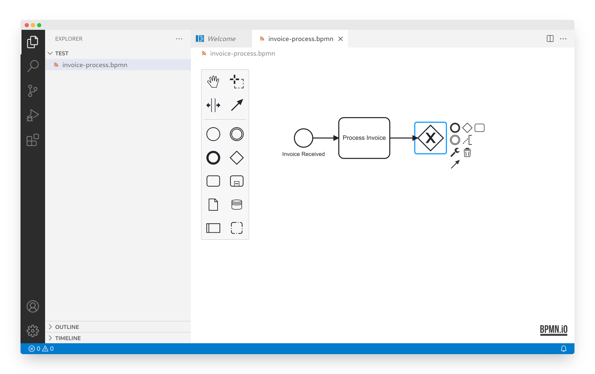 VSCode BPMN Editor in use