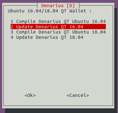 Denarius Installer Menu