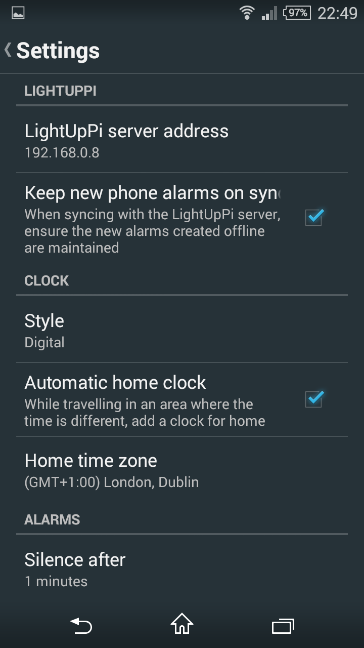 Settings Screen