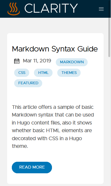 Clarity Hugo Theme mobile light