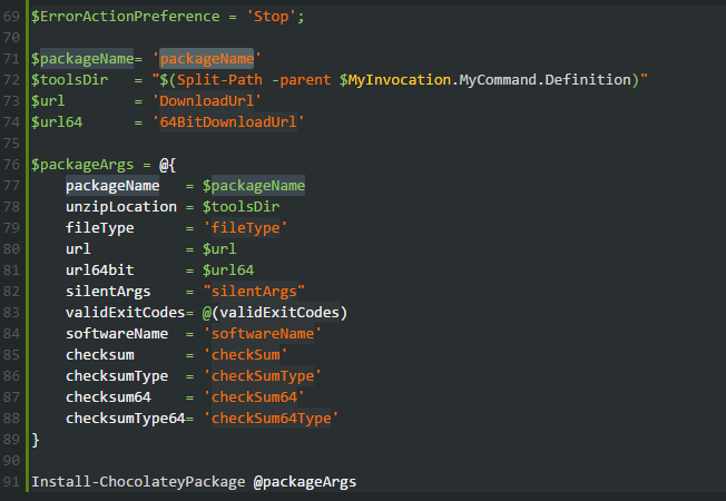 Expanded Chocolatey Snippet
