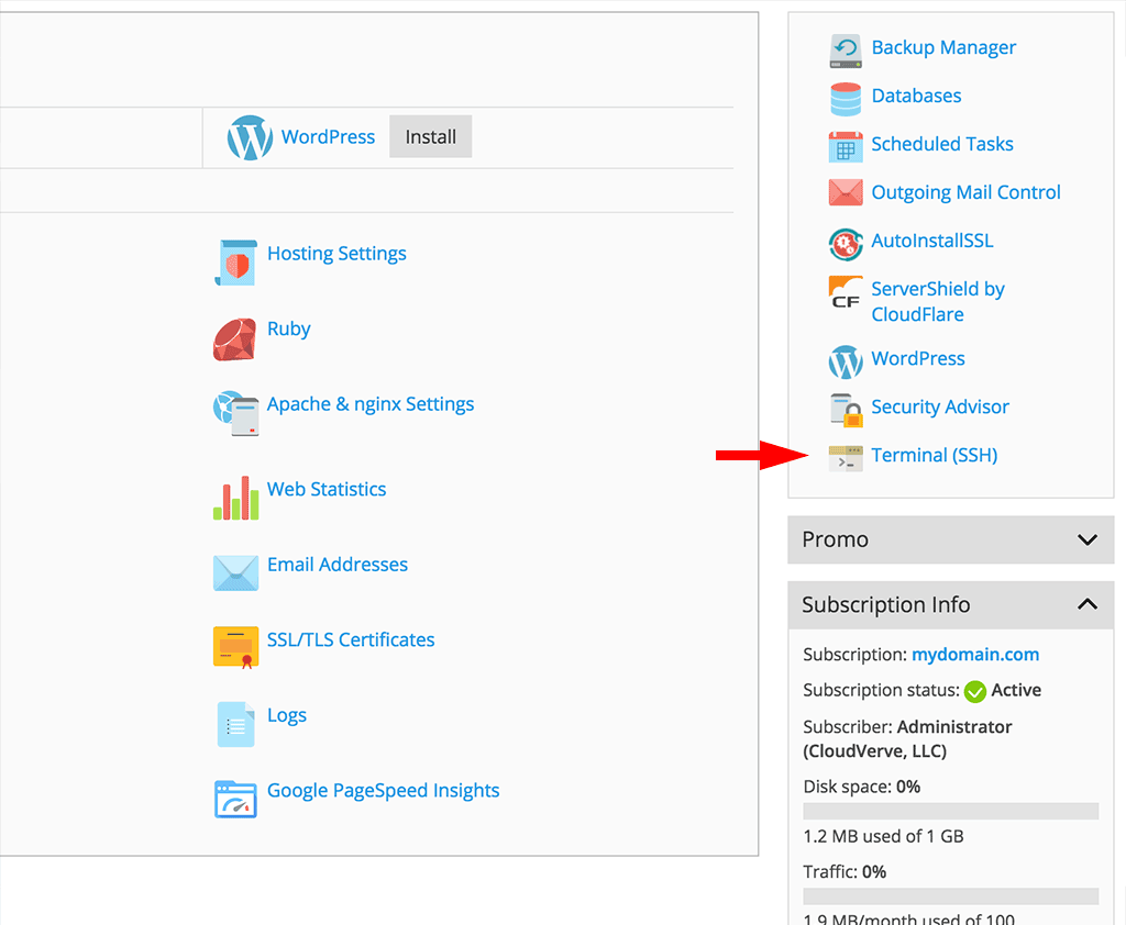 Terminal (SSH) Link