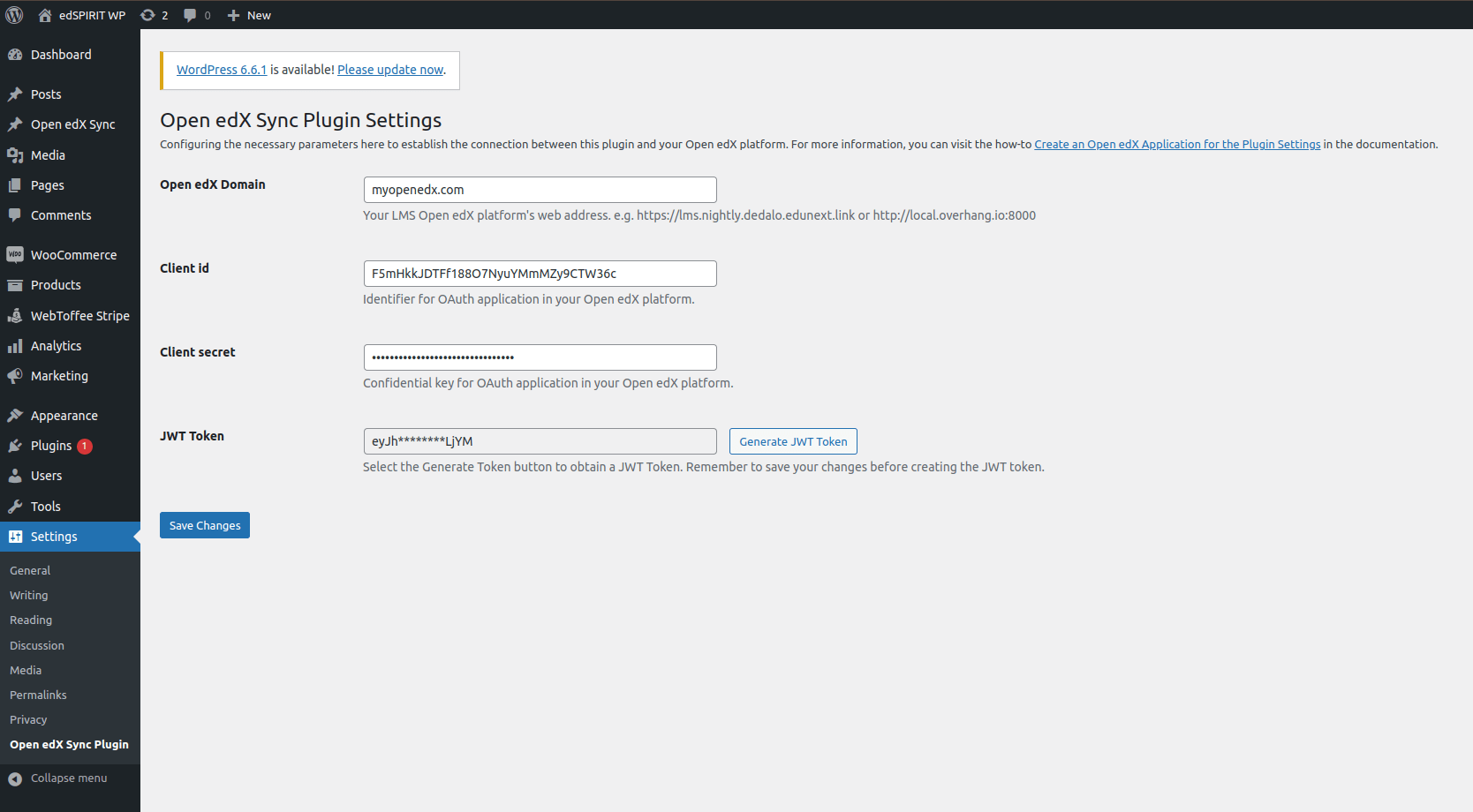 Open edX Sync Plugin Settings in your WordPress Settings