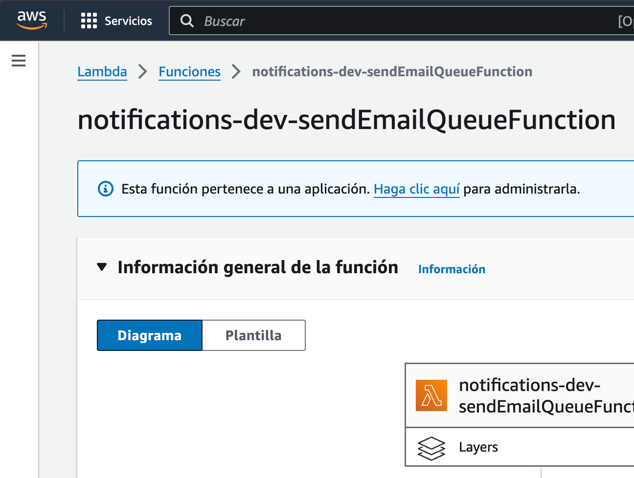 Aws console Lambda dashboard