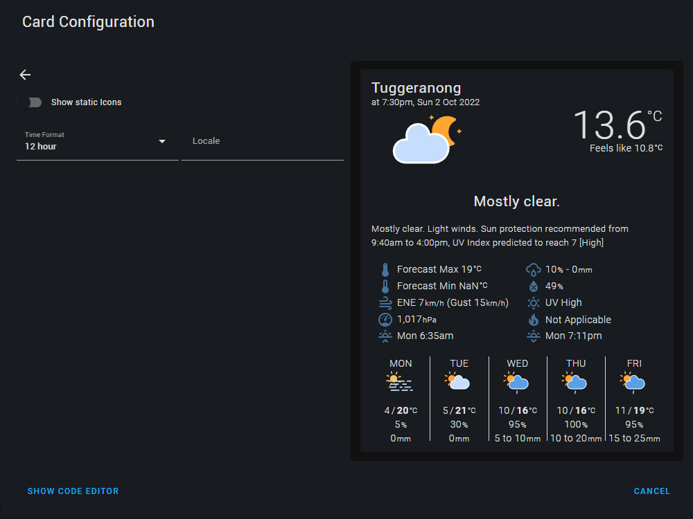 PlatinumDX Weather card