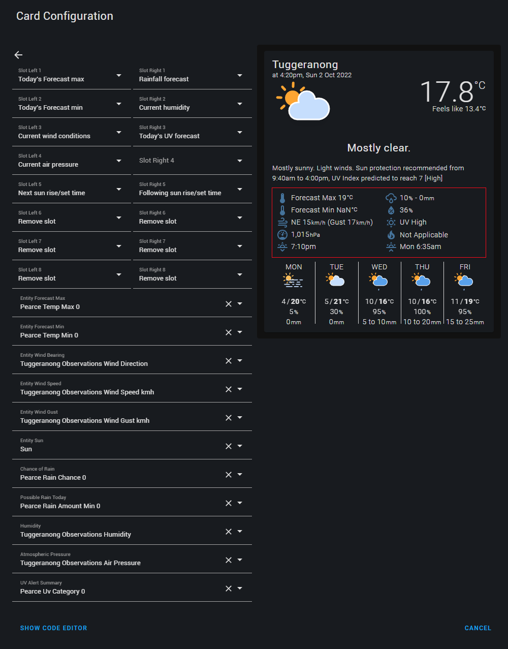 PlatinumDX Weather card