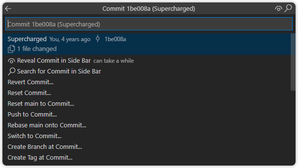 Commit Details Quick Pick Menu