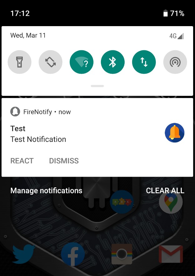 Sample notification