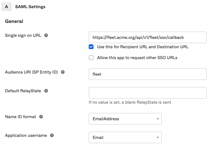 Example Okta IDP Configuration