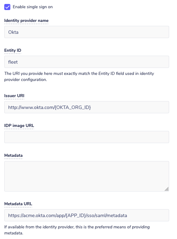 Example SSO Configuration