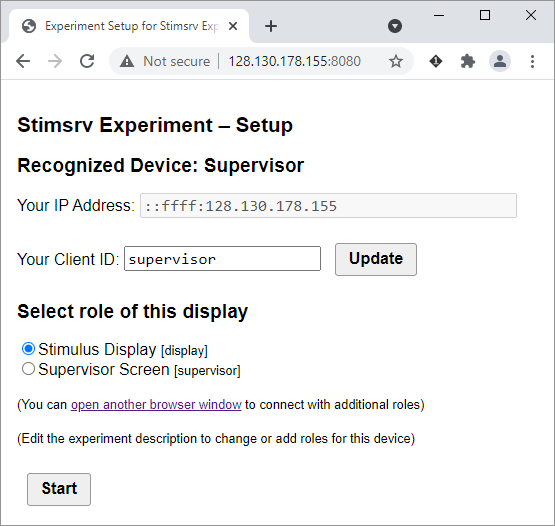 stimsrv console output