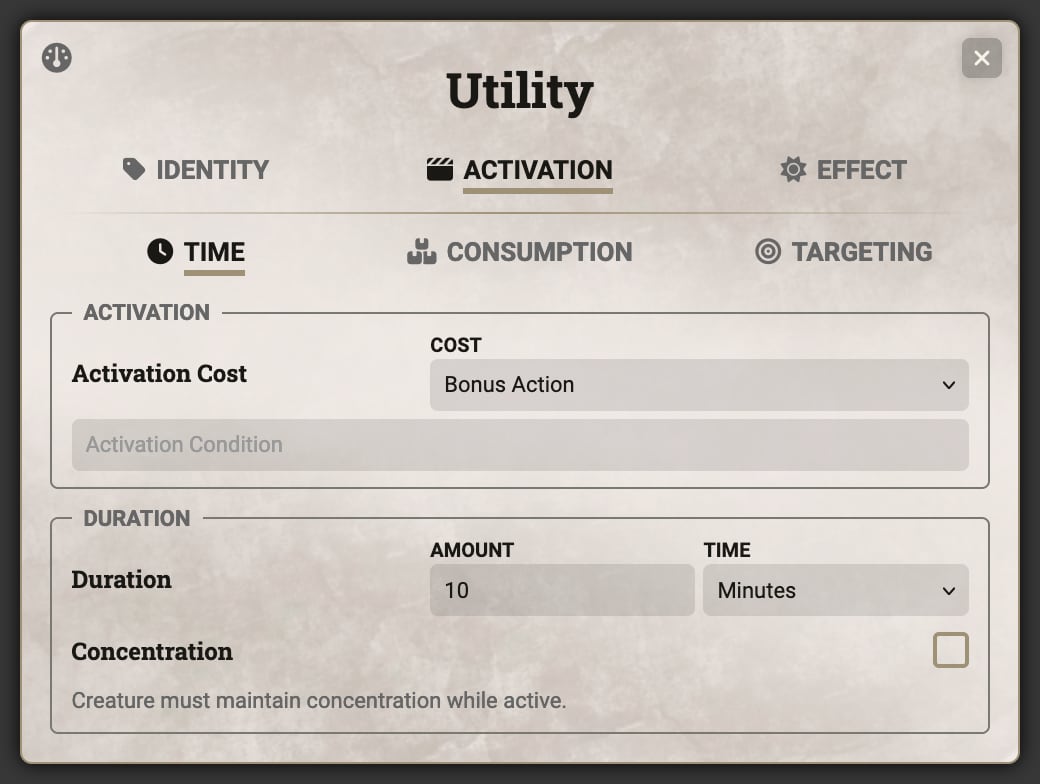 Activity Sheet - Time Tab