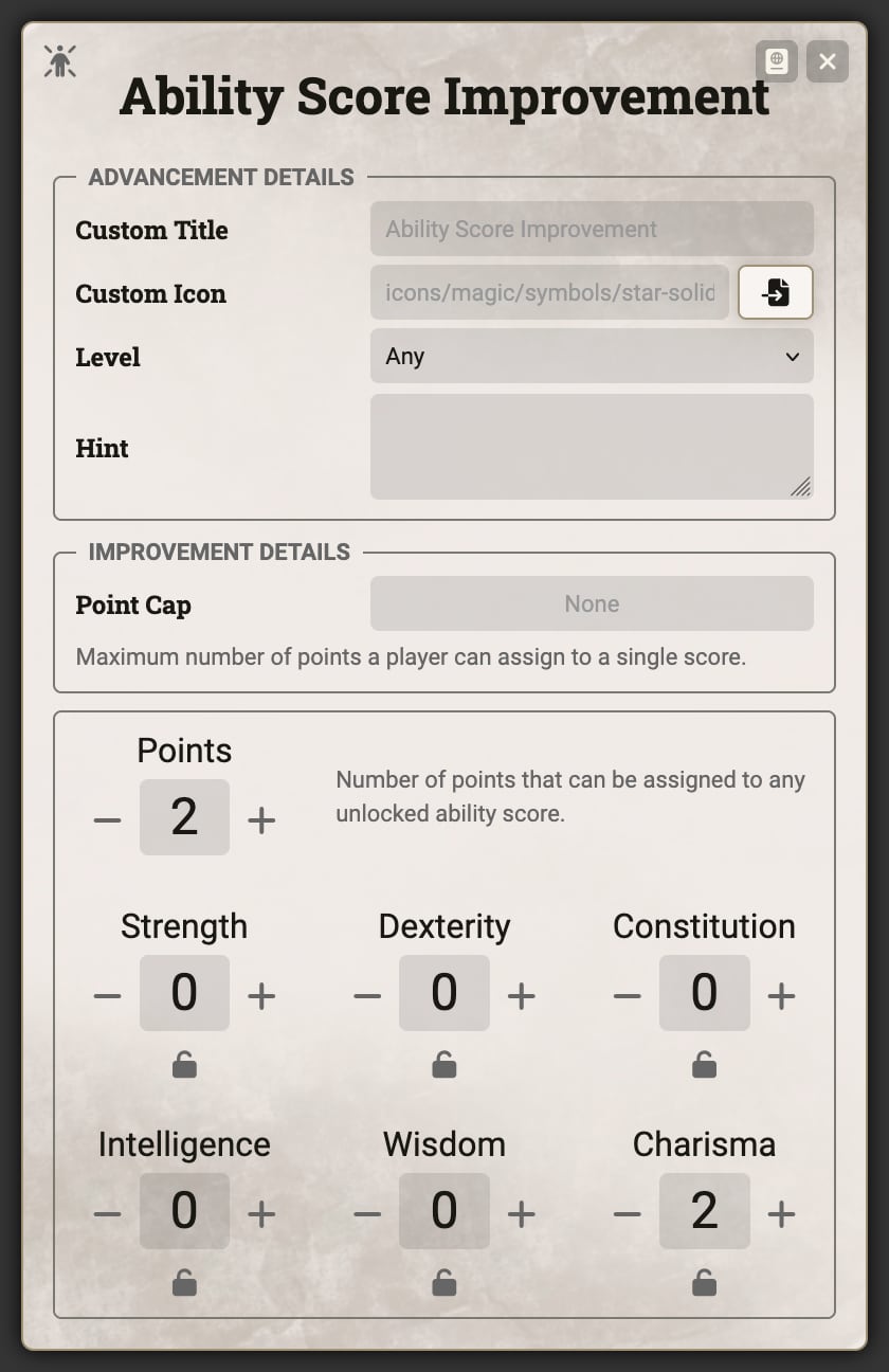 Ability Score Improvement - Config Race