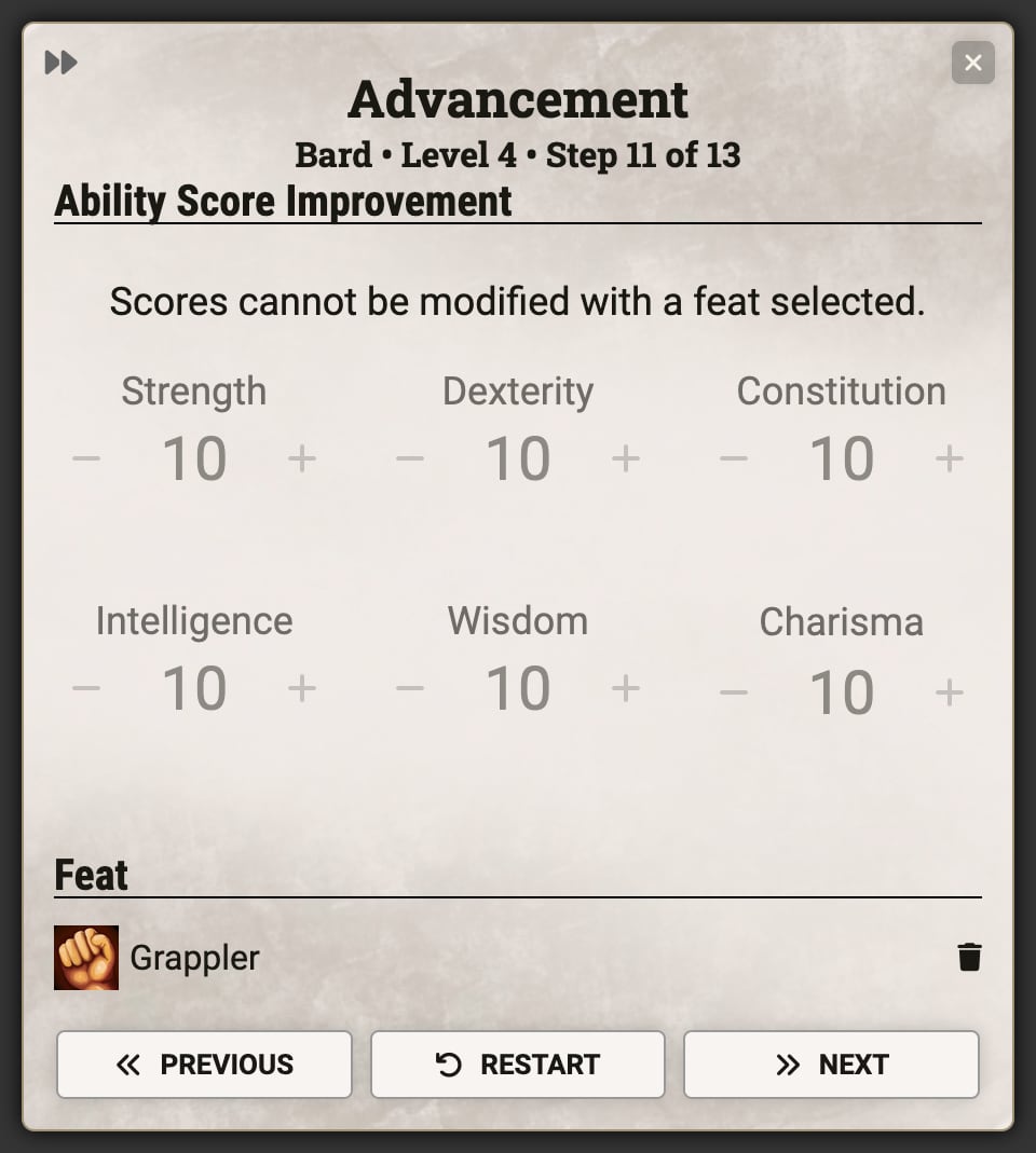 Ability Score Improvement - Class Flow