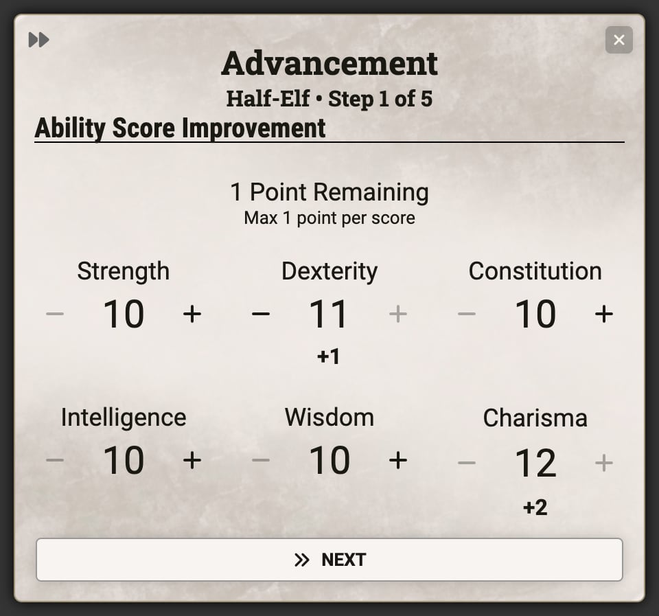 Ability Score Improvement - Race Flow