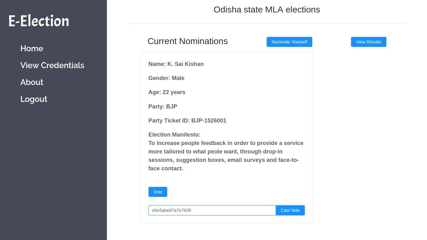 View Nomination Page