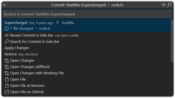 Commit File Details Quick Pick Menu