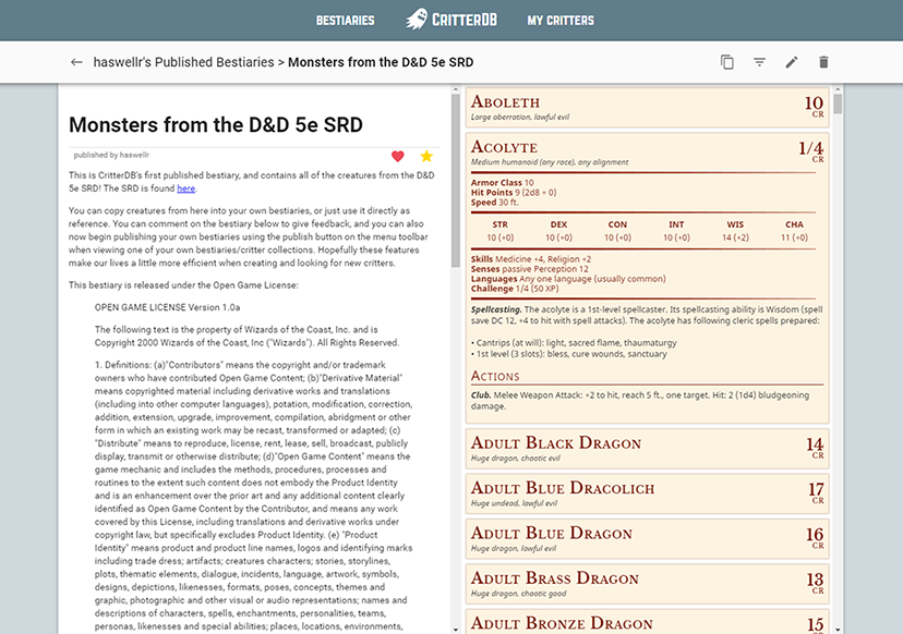 CritterDB Demo