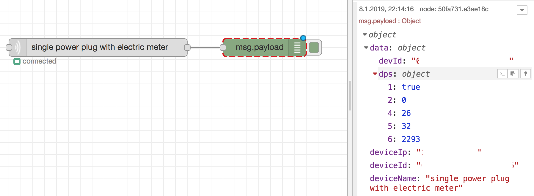 Connected nodes and output format