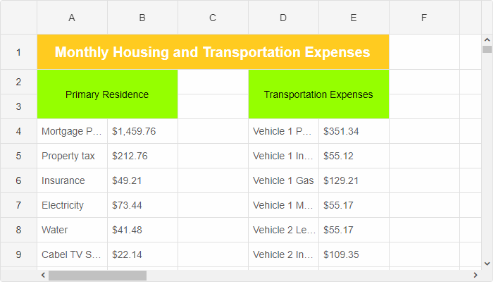 Screenshot of smart-sheet, using the Material theme