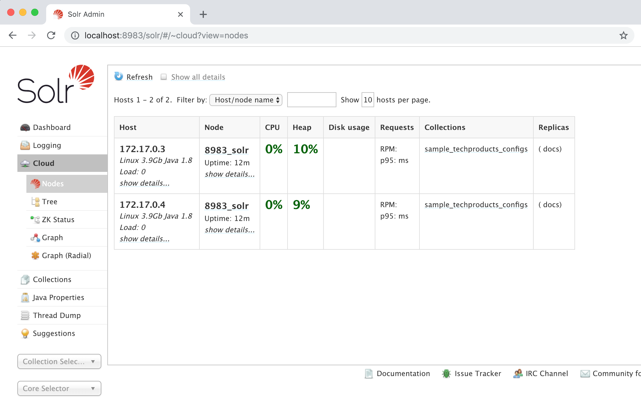 Solr Admin UI example