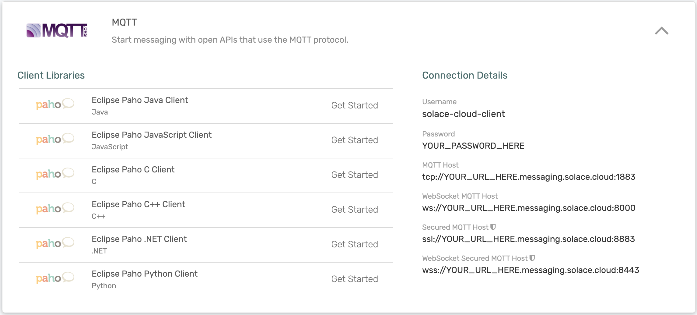 Solace Cloud MQTT Connection Details