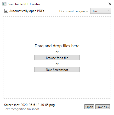 Screenshot of Searchable PDf Creator